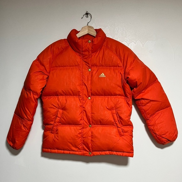 Adidas Orange Puffer Jacket Men’s Medium Retro Winter - Picture 1 of 10